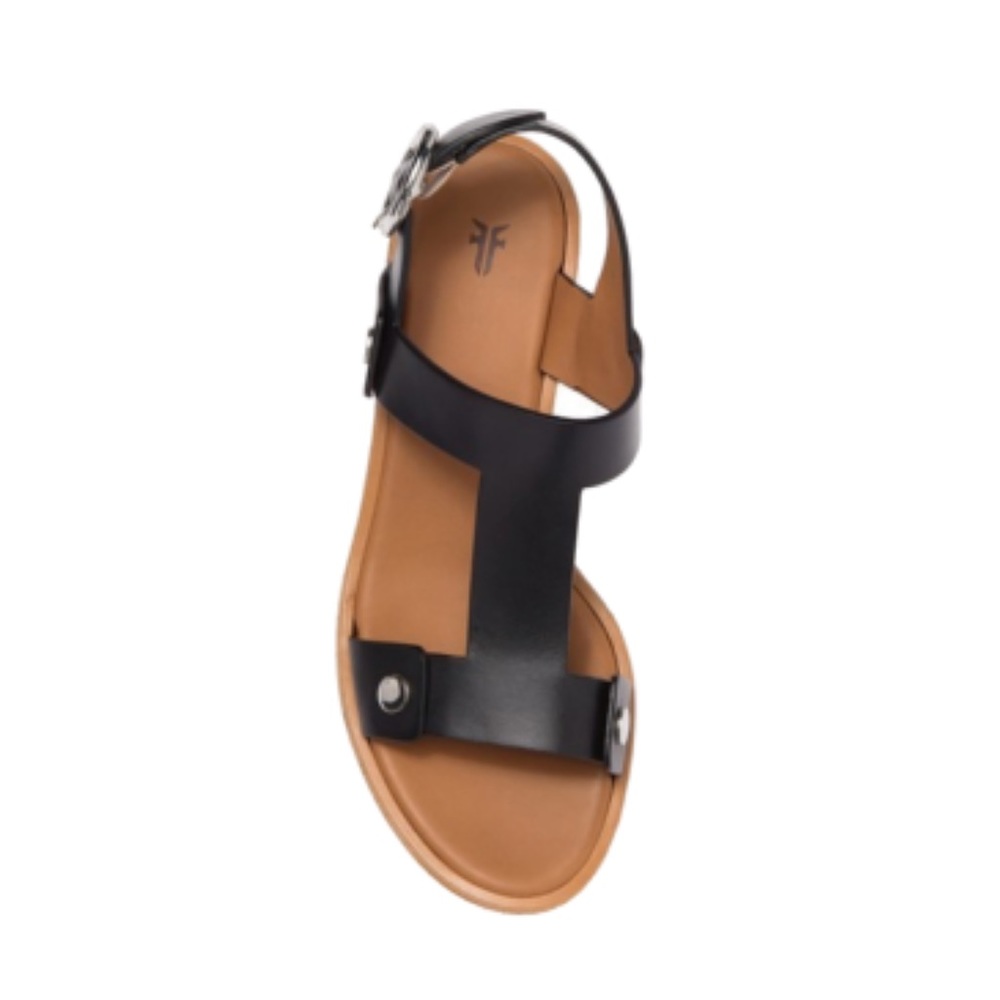 Frye Black Leather Cork Wedge Sandals - Picture 6 of 10
